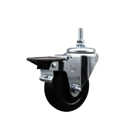 Service Caster 35 Inch Soft Rubber 12 MM Threaded Stem Caster with Brake SCC-TS20S3514-SRS-PLB-M1215